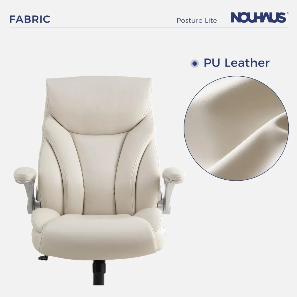 ergonomic high-back pu leather office chair with lumbar support for big and tall, ideal for executive desk and computer use