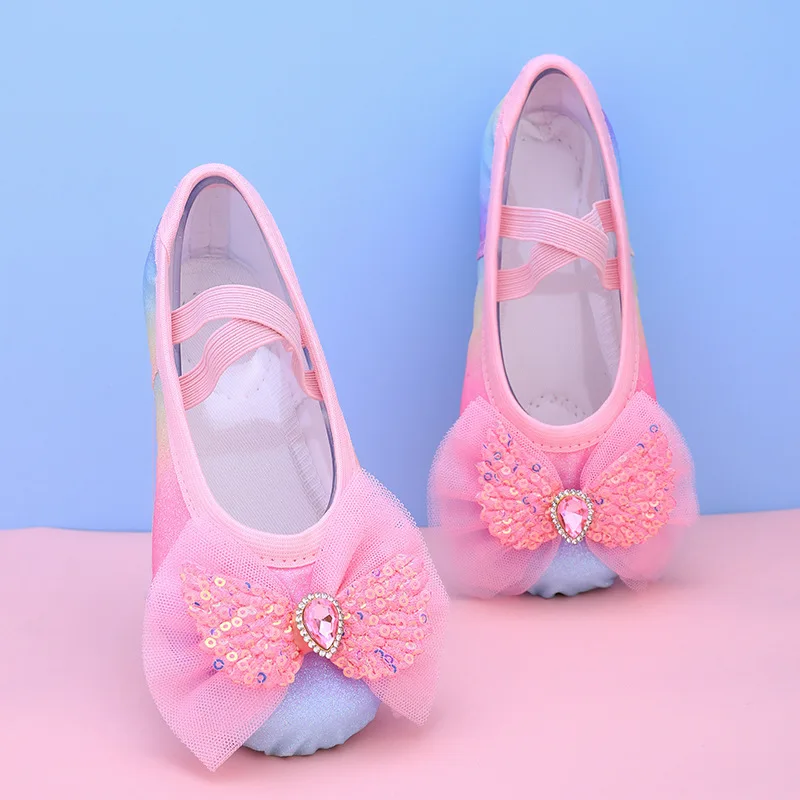 

wing ballerina woman shoes girls Adult ballet things ballet core children's ballet sneaker pink Rainbow Gradient flat shoes