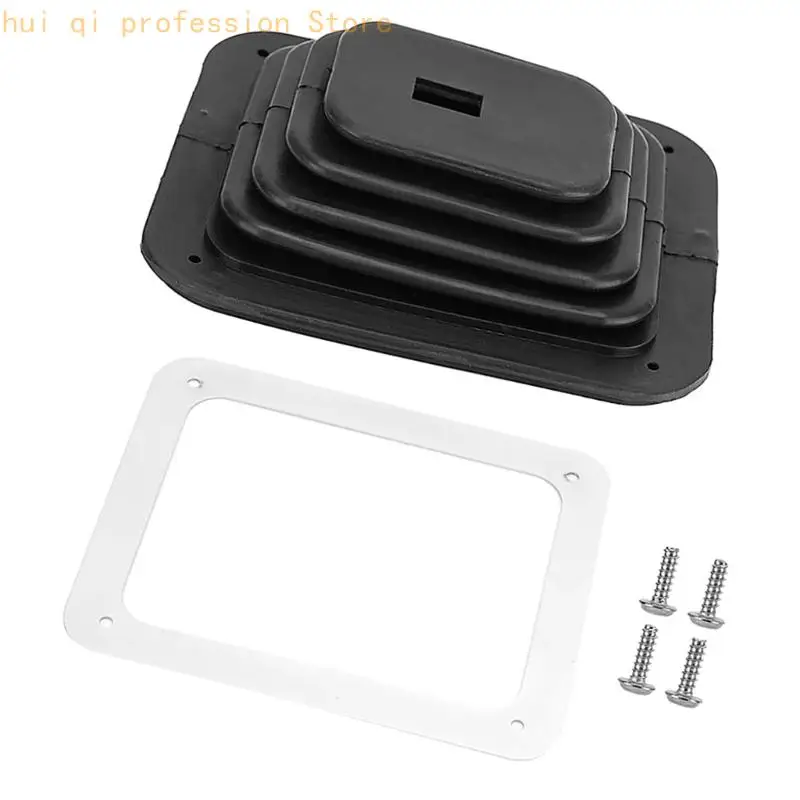 Konsolenöffnungs-Reparaturmanschette für GM350, Schalthebelabdeckung aus schwarzem Gummi mit Montagerahmen und Hardware-Set H8WE – Detail 8