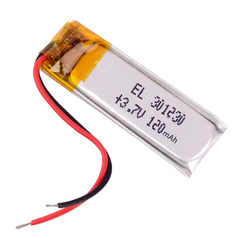 JST PHR-2-BK 2.02pin 301030 3.7V 120mAh Rechargeable Li-ion Polymer Battery Batteries 301230 for nice nano\