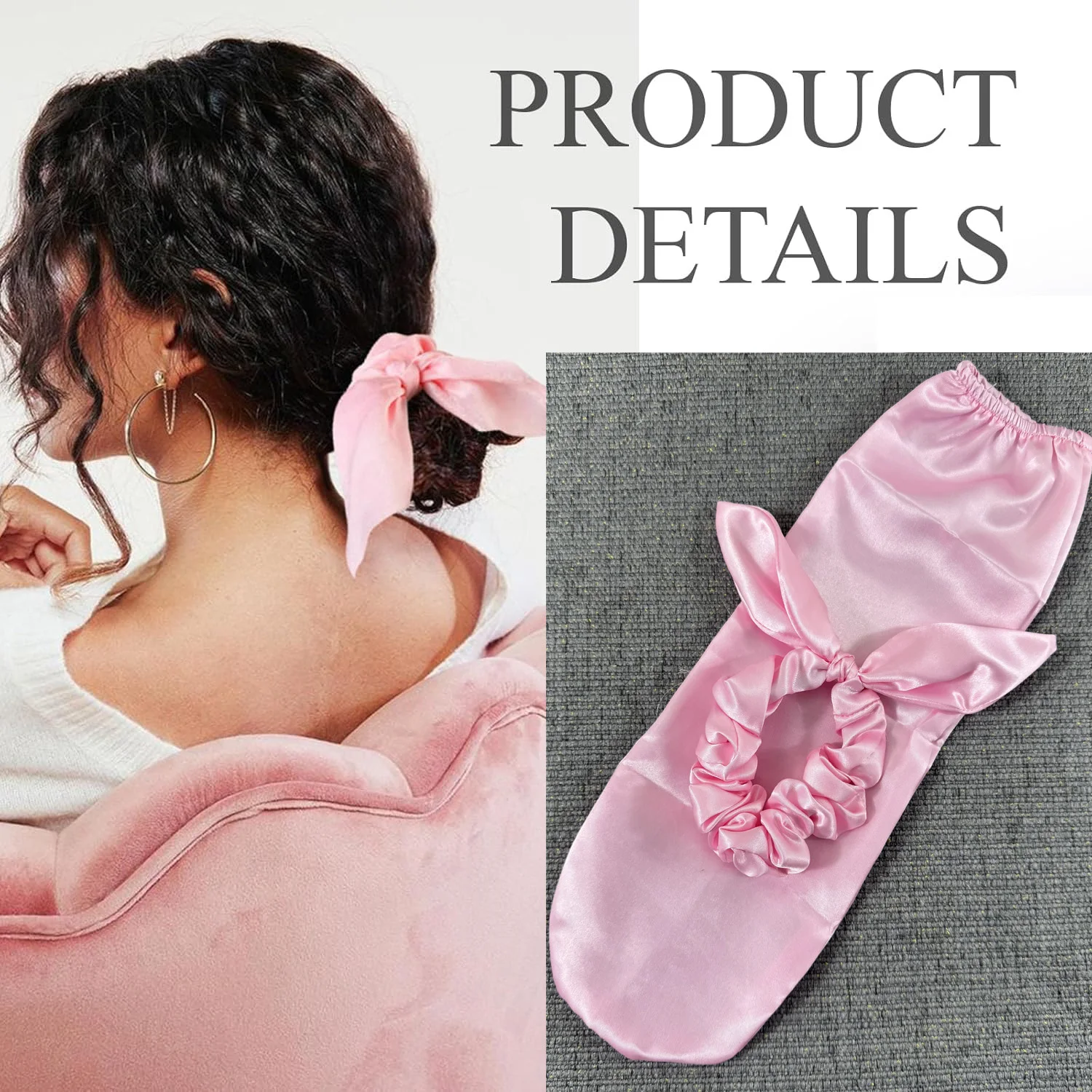 Cute Rabbit Ear Headbands for Women Girls Knot Hairbands Satin Bunny Elastic Head Bands Ponytai Headwrap Bowknot Hair Accessory image 2