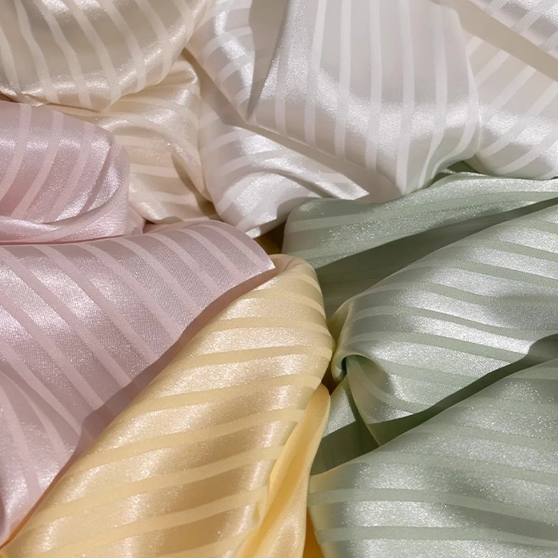 

100cm Jacquard Stripe Satin Imitation Silk Fabric Thin Imitation Acetate Satin Shiny Fabric for Shirt Dress Pants DIY Sewing