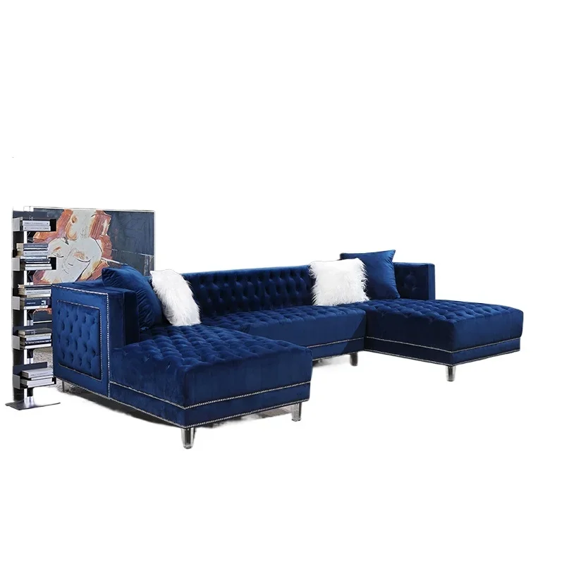 

High quality home living room furniture velvet fabric living room sofa set
