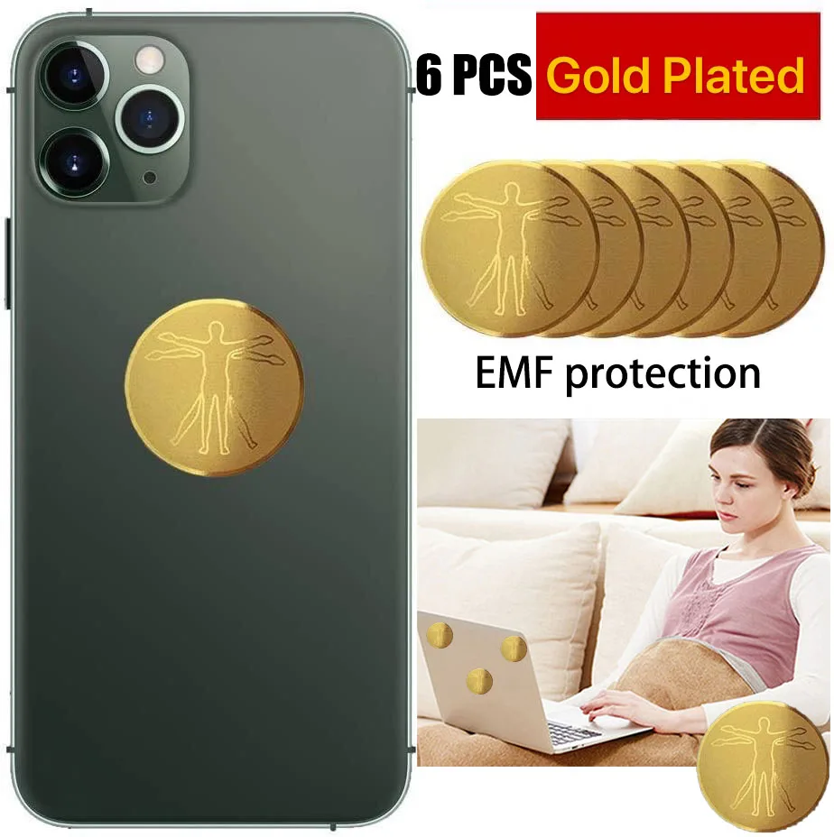 6PCS Anti Radiation Protector Shield EMF Protection 26 mm Round Cell Phone Sticker EMR Blocker for Mobile Phones Computer Laptop