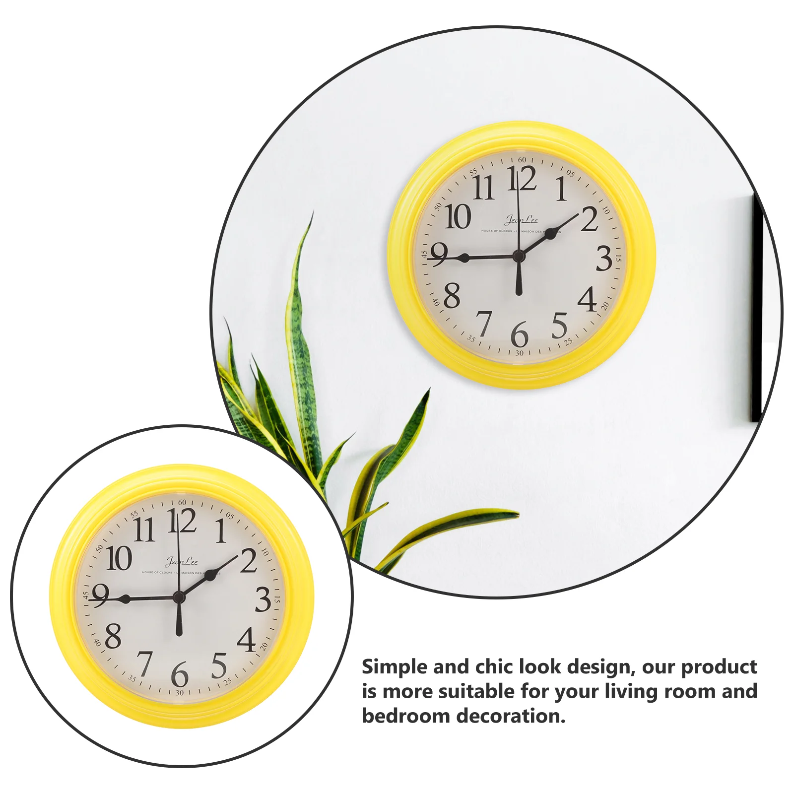 9 Inch Plastic Round Wall Clock Silent Room Bedroom Decor Home Office Clocks High Grade Material Easy Installation - Image 3
