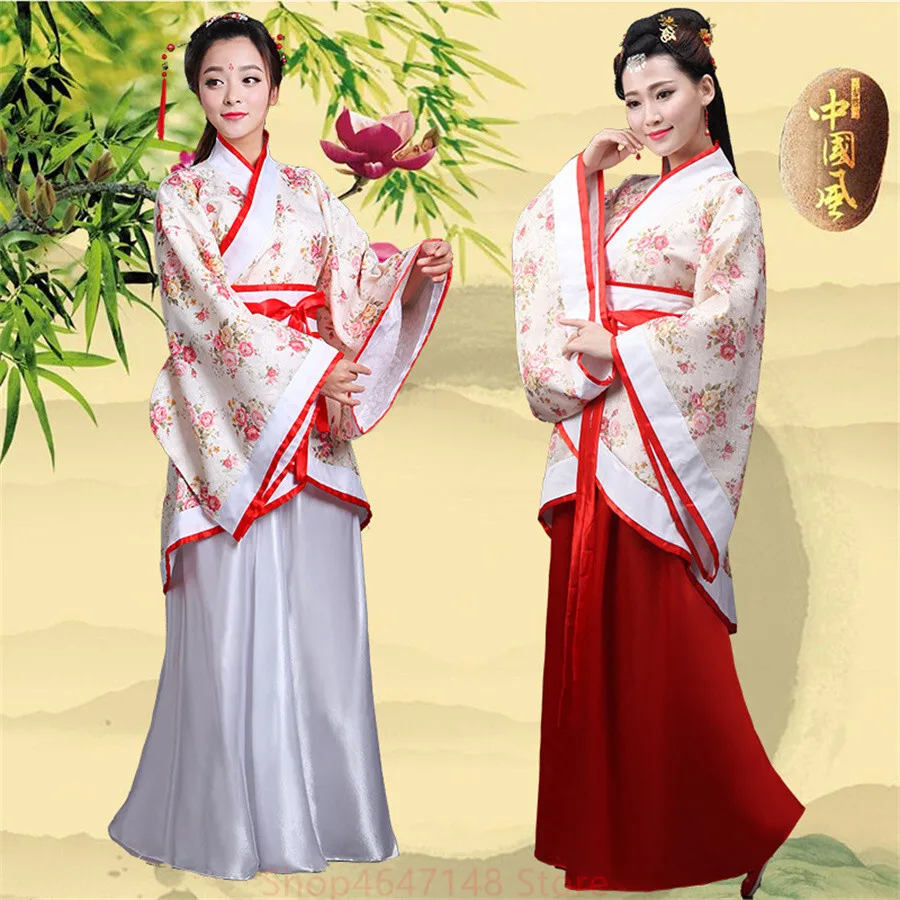 Hanfu Chinese Style Dress Set Women Vintage Elegant Flower Embroidery Wedding Dress Fairy Dance Stage Costumes Princess Outfits