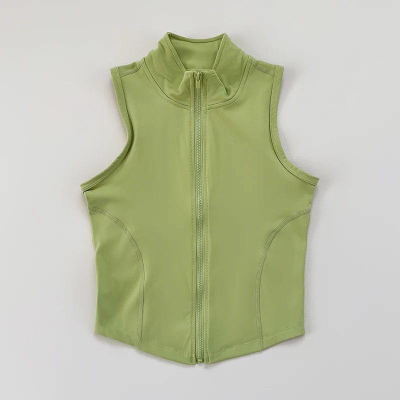 Women's yoga, fitness, sports clothing, sleeveless stand-up collar, zipper exercise vest, slender yoga and fitness vest image 5