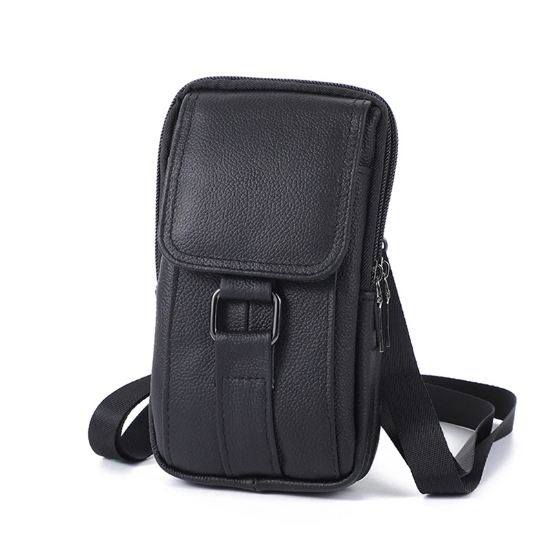 Men Leather Waist Bags Men Fashion Vintage Travel Small Crossbody Shoulder Bags Multifunctional Pocket Mobile Phone Belt Bag