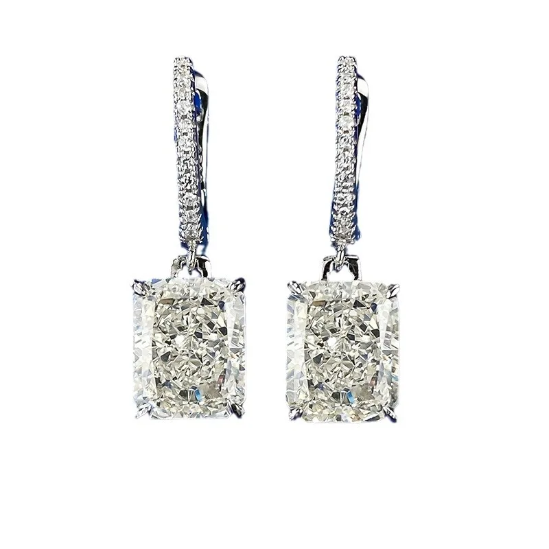 

S925 silver imported high carbon diamond 8 * 10mm G color diamond earrings for women cross-border earrings