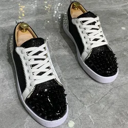 New Fall Men's Top SSS Casual Sneakers High Street Trend Rivet Luxury Shoes Men's and Women's Low Top Flat Shoes