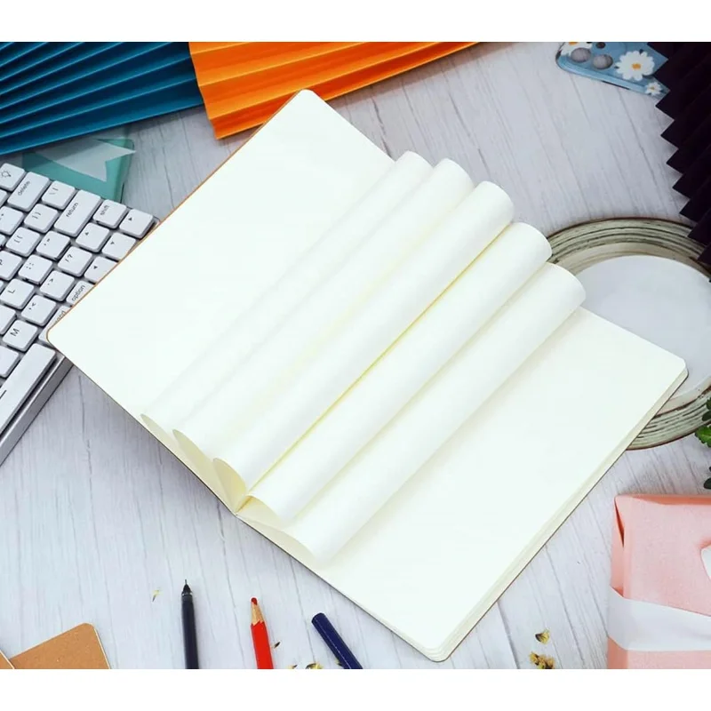 2pack Blank page A5 Blank Notebook Bulk Kraft Cover Travel Journals Composition Diary Subject Notebooks Planner 60 Pages, 8.3”x