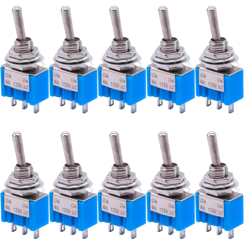 10/20Pcs Toggle Switch ON-OFF-ON/ON-ON 3Pin Position Latching MTS-103 MTS-102 AC 125V/6A Power Button Switch with Waterproof Cap