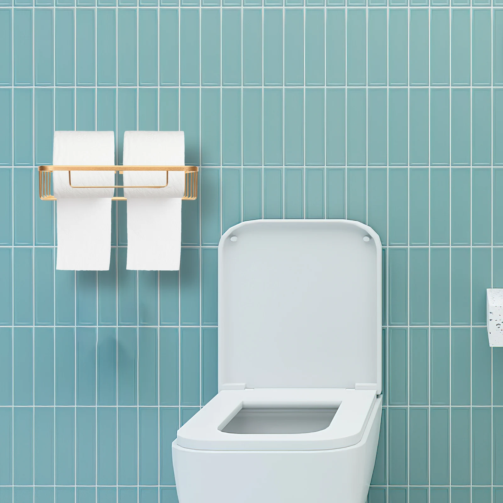 

Wall Mounted Toilet Paper Holder Modern Roll Tissue Rack Bathroom Kitchen Storage Shelf Sturdy Steel Construction