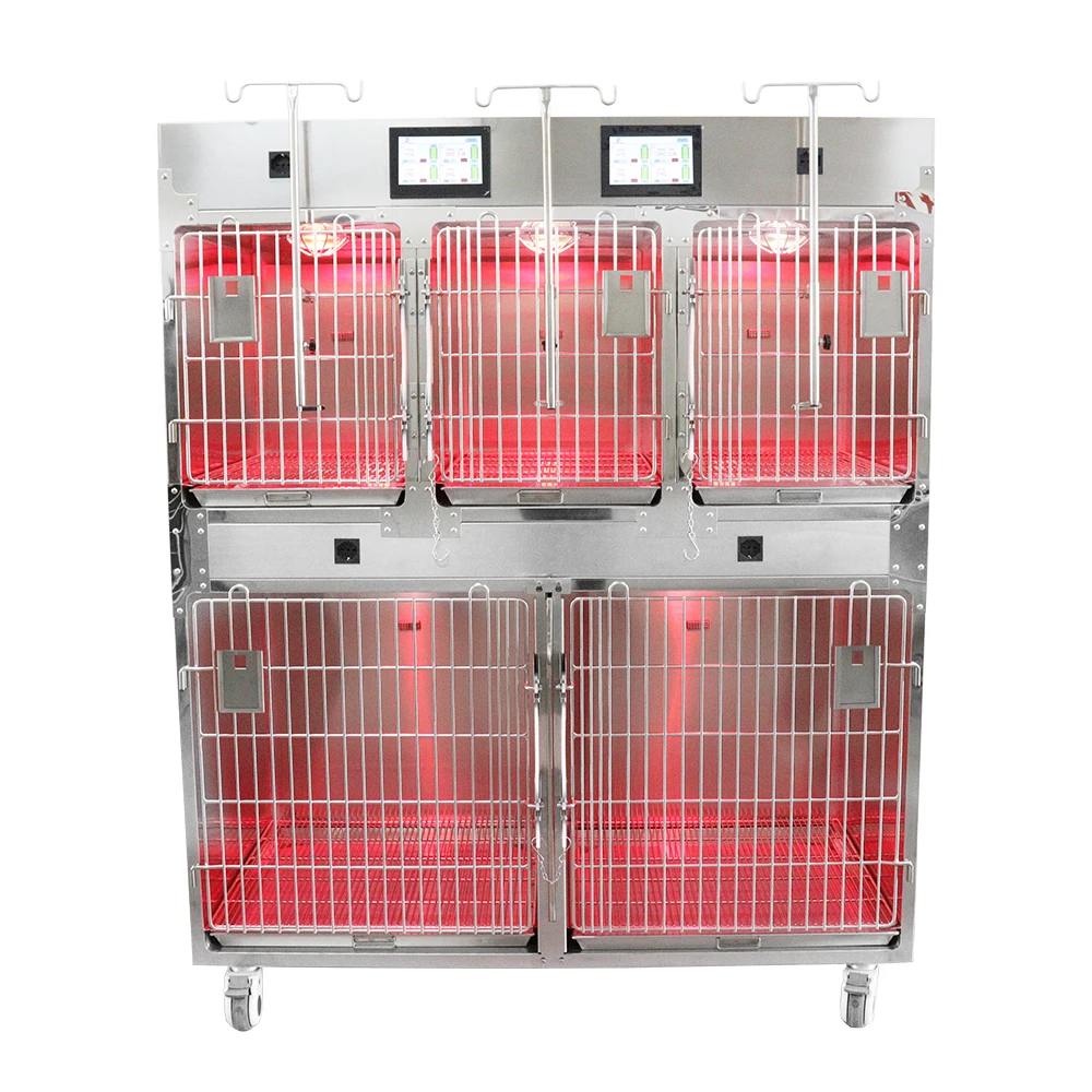 

Longermay Stainless Steel Animal Cages Veterinary Stainless Steel Pet Display Cage Touch Scree ICU Veterinary Cage