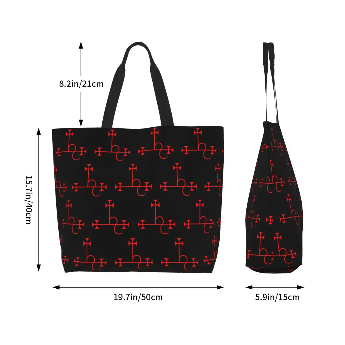 Lilith Goetia Style Sigil Uncircled Red Poster Shopping Tote Bag Canvas Shoulder Bags Shopper Grocery Handbag for Women