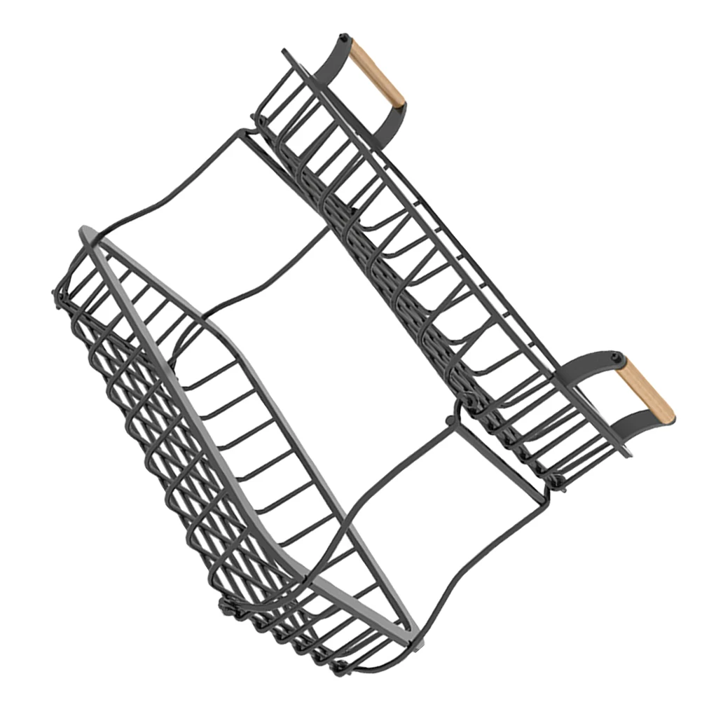 

Double Layer Fruit Basket Kitchen Storage Metal Wire Vegetable Holder Countertop Multifunctional Shelf Smooth Drainage Design