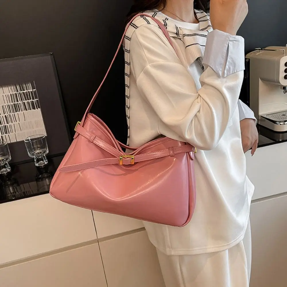 

Korean Style Retro PU Tote Bag Tote Bag Solid Color Large Capacity Handbag Bohemian Style Large Capacity Underarm Packs Travel