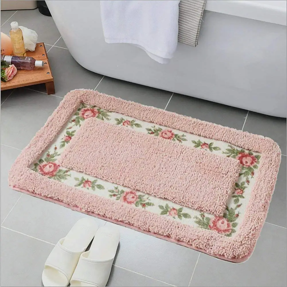 40x60cm Flower Non-Slip Embroidered Doormat Cheap Mat Bathroom Shower Rug Bedroom Living Room Carpet