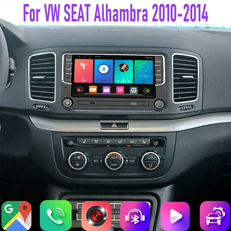 

7 "4 ГБ + 64 ГБ для VW SEAT Alhambra 2010-2014 Автомобильный радиоприемник Google Map Головное устройство GPS Реверсивное изображение Задняя камера Android 15 Auto