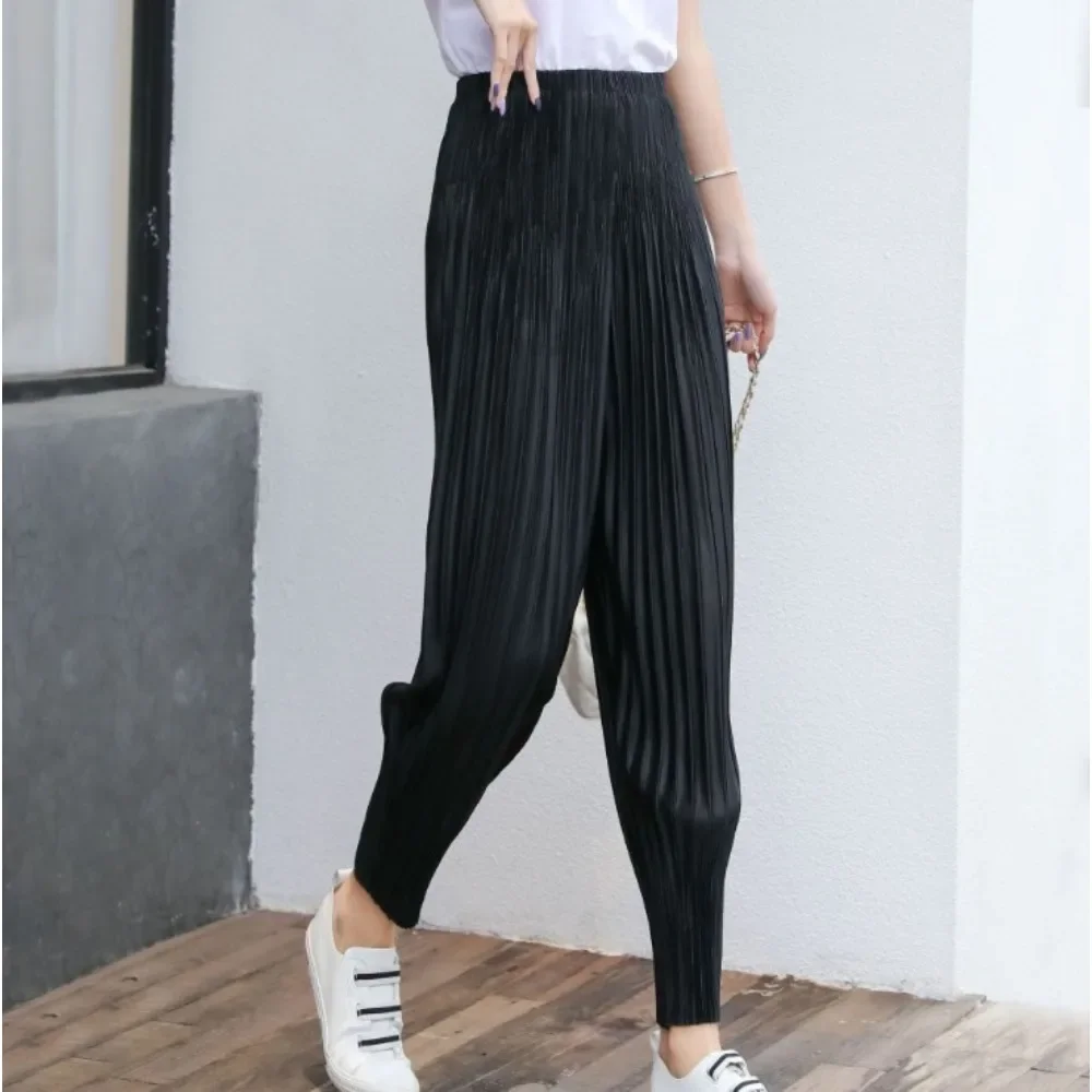 Pleats Pleated Small Leg Pants Casual Temperament Large Size Simple Women\'s Radish Women\'s Spring Summer Thin Pants Plus Size