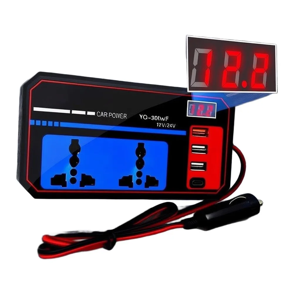 USB Fast Charger DC12V 24V Inverter Power Conversion Efficiency Real-Time Voltage Display for versatile Compatibility