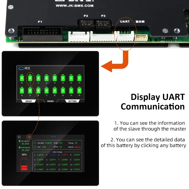 JK Inverter BMS V19 4.3 LCD XR11-48V280AH 16S 51.2V LiFePO4 bateriový box DIY sada pro EVE CATL 280 310AH solární domácí úložiště energie - náhled 3