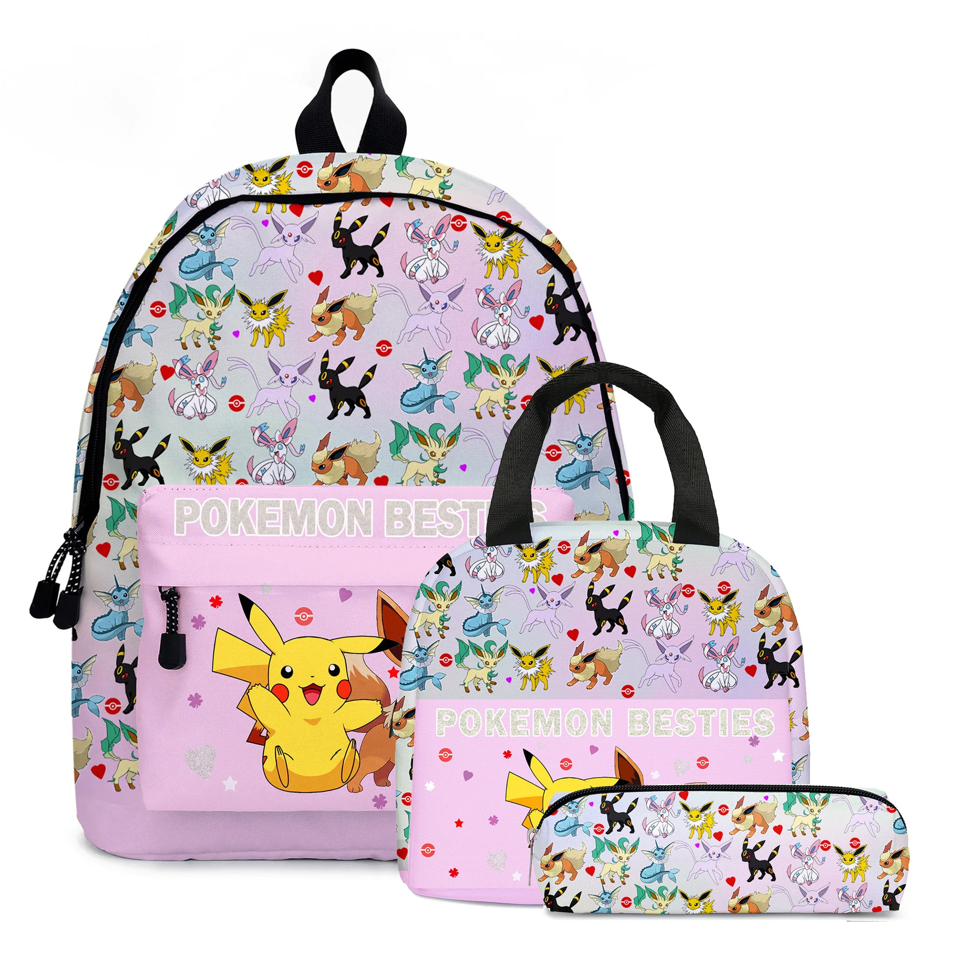 Pokemon Backpack Study Stationery Box Pencil Cas School Bag Cartoon Pikachu Casual Canvas Pocket Monster Student Children\'s Day