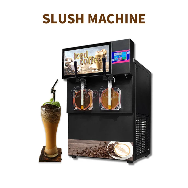 Double Bowls Cold Drink Machine Slushy Maker Commercial Smooth Yogurt Milk Shake Ice Slush Machine