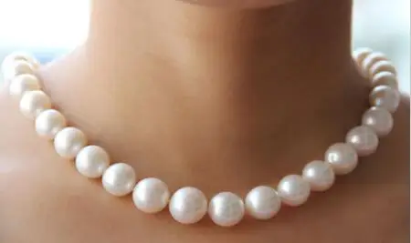 

18inch 9-10mm south sea natural round white pearl necklace 925s