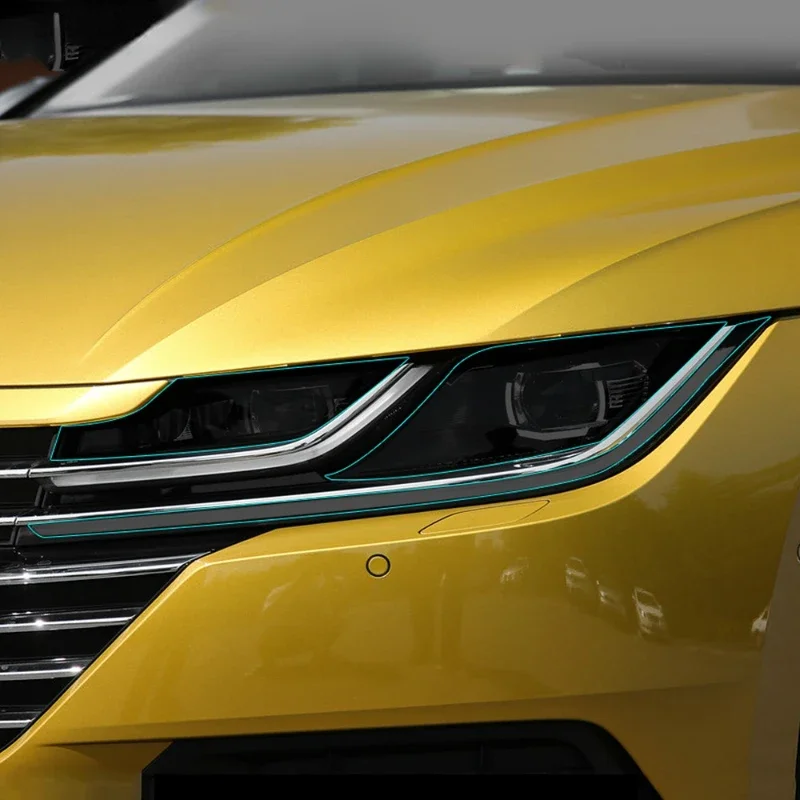 2 Pcs For Volkswagen VW CC Arteon 2018-Present Accessories Car Headlight Protective Film Headlamp Transparent Black TPU Sticker