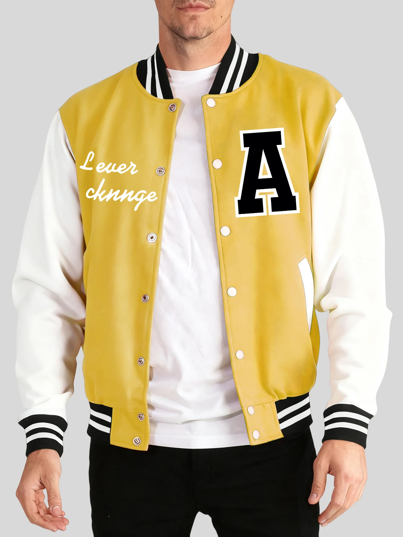 

Handwriting And Art Letter A Print Street Casual Clothes Man Sport Trendy Jacket Loose Warm Veste Autumn Winter Baseball Jersey