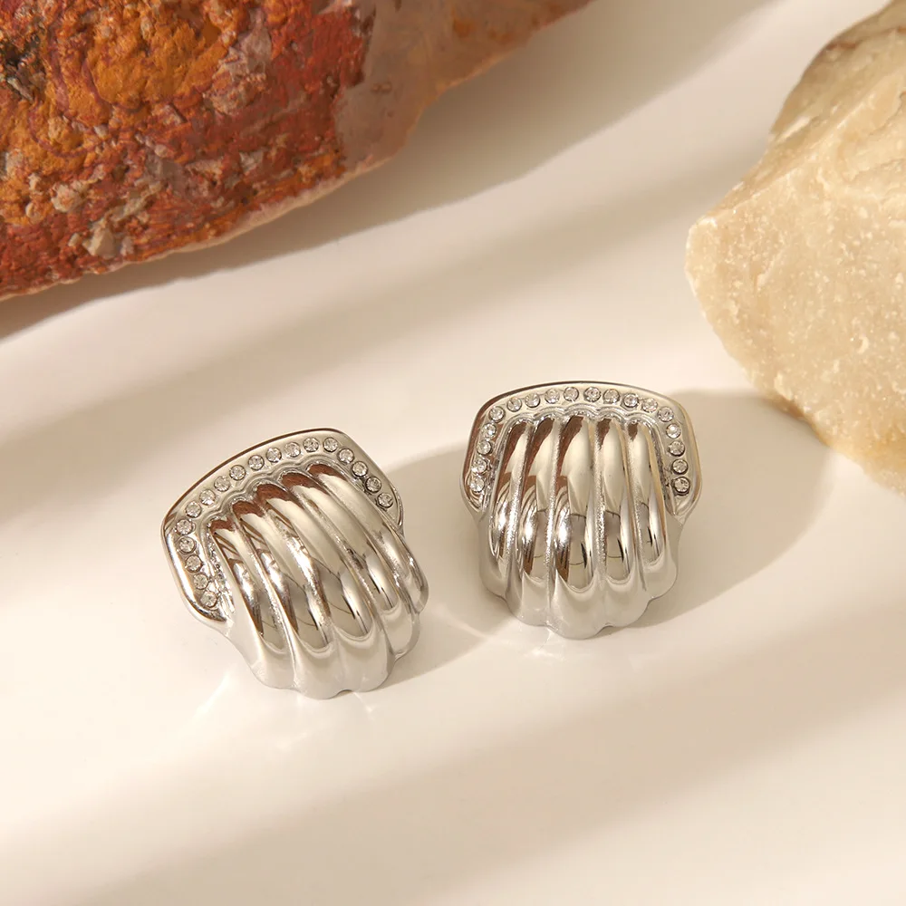 أقراط على شكل قلب من الفولاذ المقاوم للصدأ للنساء، إكسسوار أذن على شكل صدفة