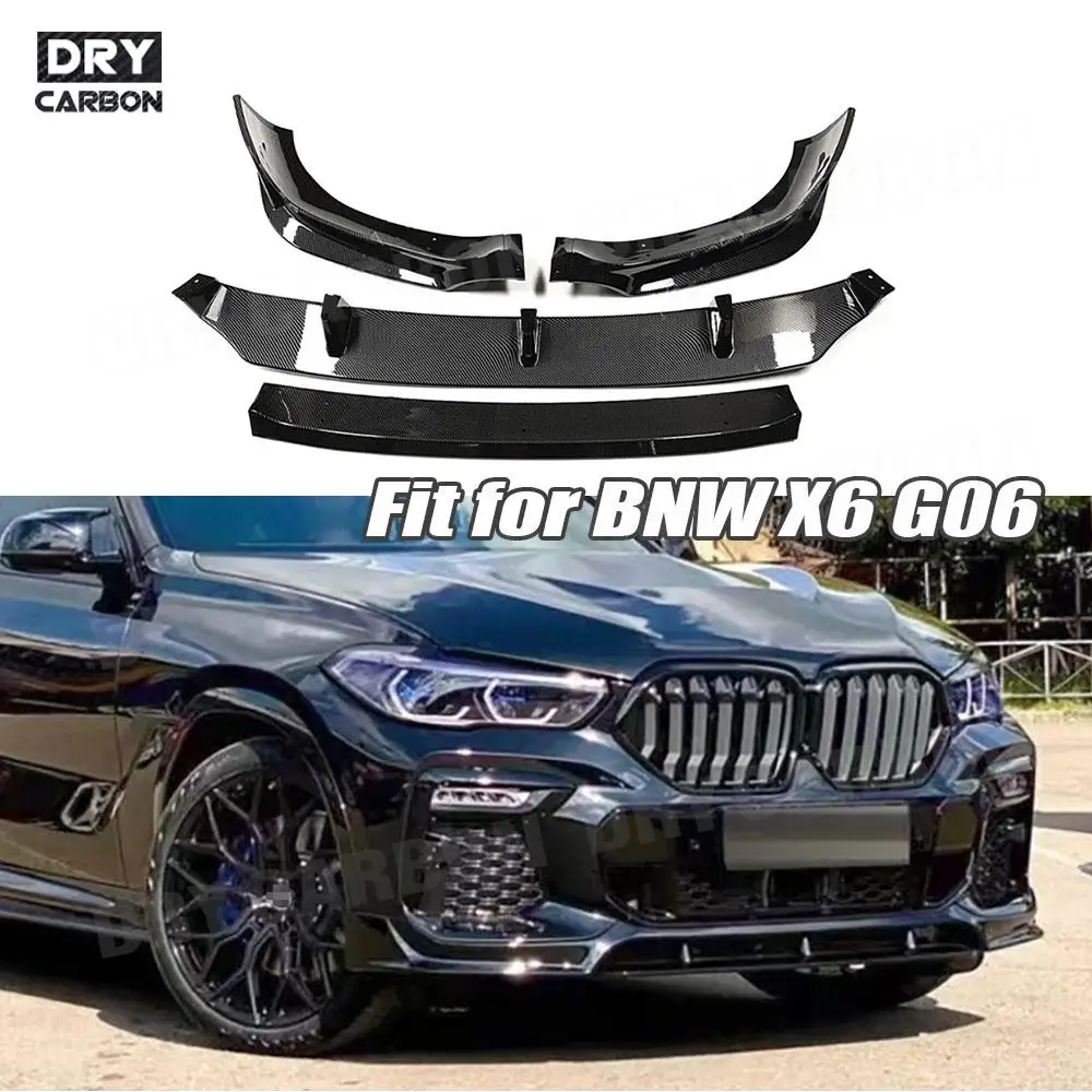 Carbon Fiber /ABS Material Car Front Bumper Lip Spoiler Chin Bodykits for BMW X6 G06 M Sport 2020 2021 2022 2023 Accessories