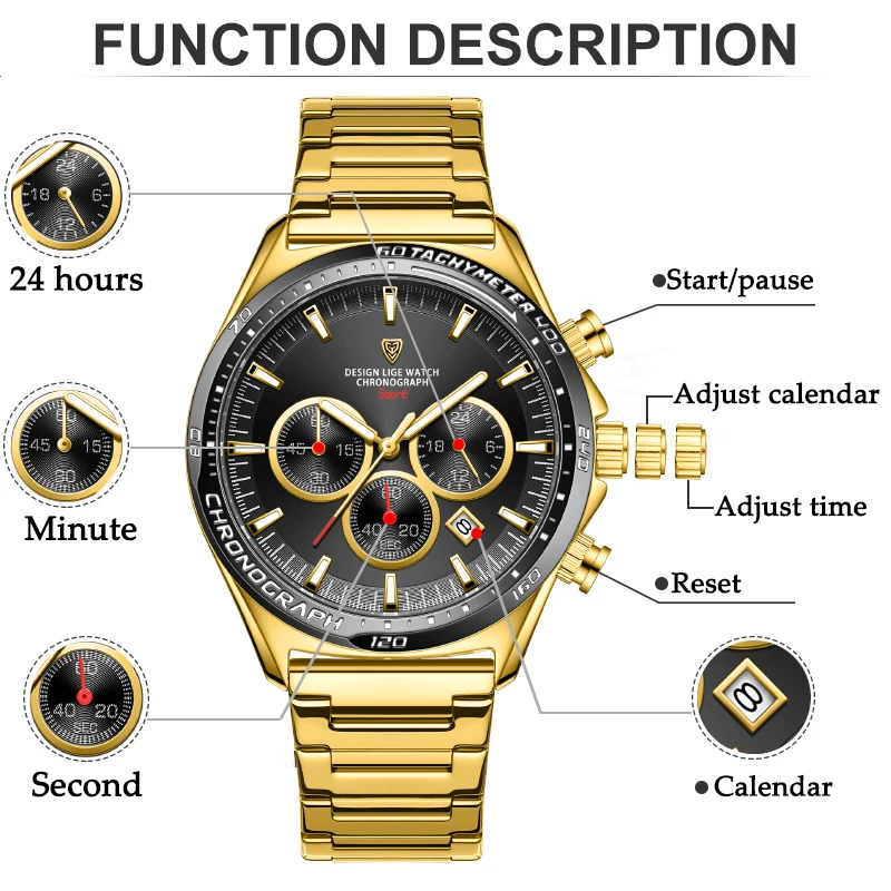 LIGE New Waterproof Watches for Men Top Brand Luxury Fashion Men Watch Sports Military Quartz Chronograph Relogios Masculino+BOX