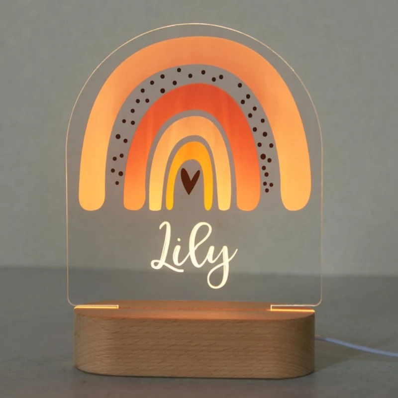 Rainbow Nursery Custom Birthday Gift Personalized Kids Nightlight Colorful Cloud Decor Room Baby Announcement Newborn Xms Gift