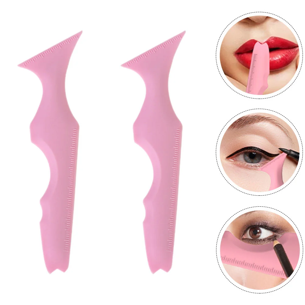 2 Pcs Eye Shadow Silicone Beauty Ruler Eyebrow Pencil Lip Line for Beginners Eyeliner Applicator Tool Eyeshadow Stencils Aid