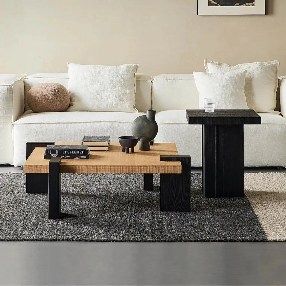 Premium Solid Wood Coffee Table Italian Design Oak  Table Durable Eco-Friendly Living Room Furniture Custom Dimensions Available