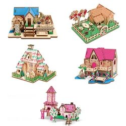 3D Jigsaw Puzzle Game Handmade Wooden Assembled Building Model Windmill Children's DIY Educational Early Childhood Toys Gift