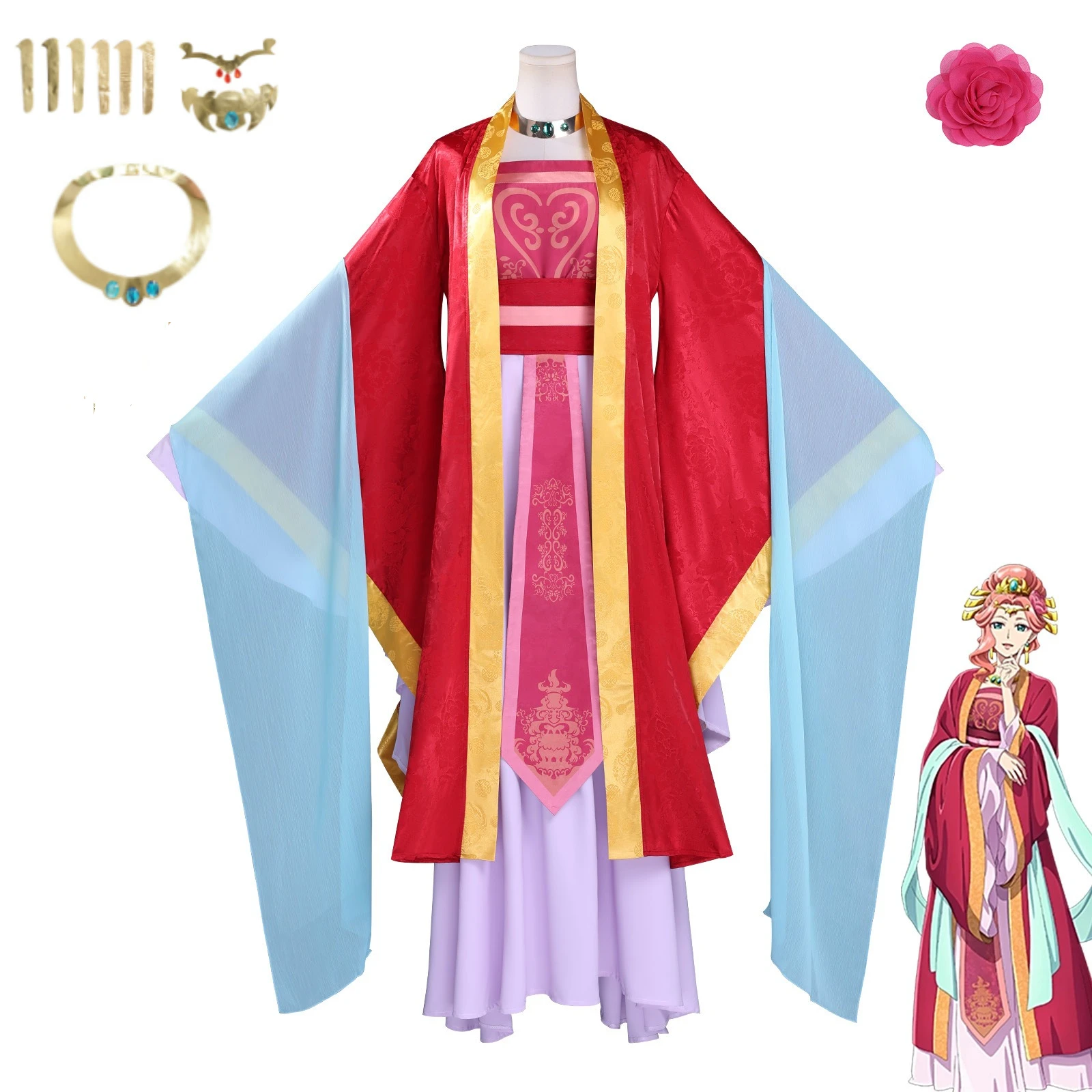 

The Apothecary Diaries Cosplay Costume Yuye Gyokuyou Disguise for Women Dress Traditional Ancient Red Hanfu Halloween Party Suit