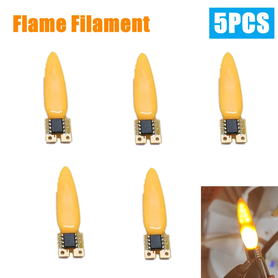 2 Modes 5PCS 3V Led Flash Candles Edison Bulb Flame LED Filament 2200K Diode Birthday Party Decoration Light Bulb Accessories