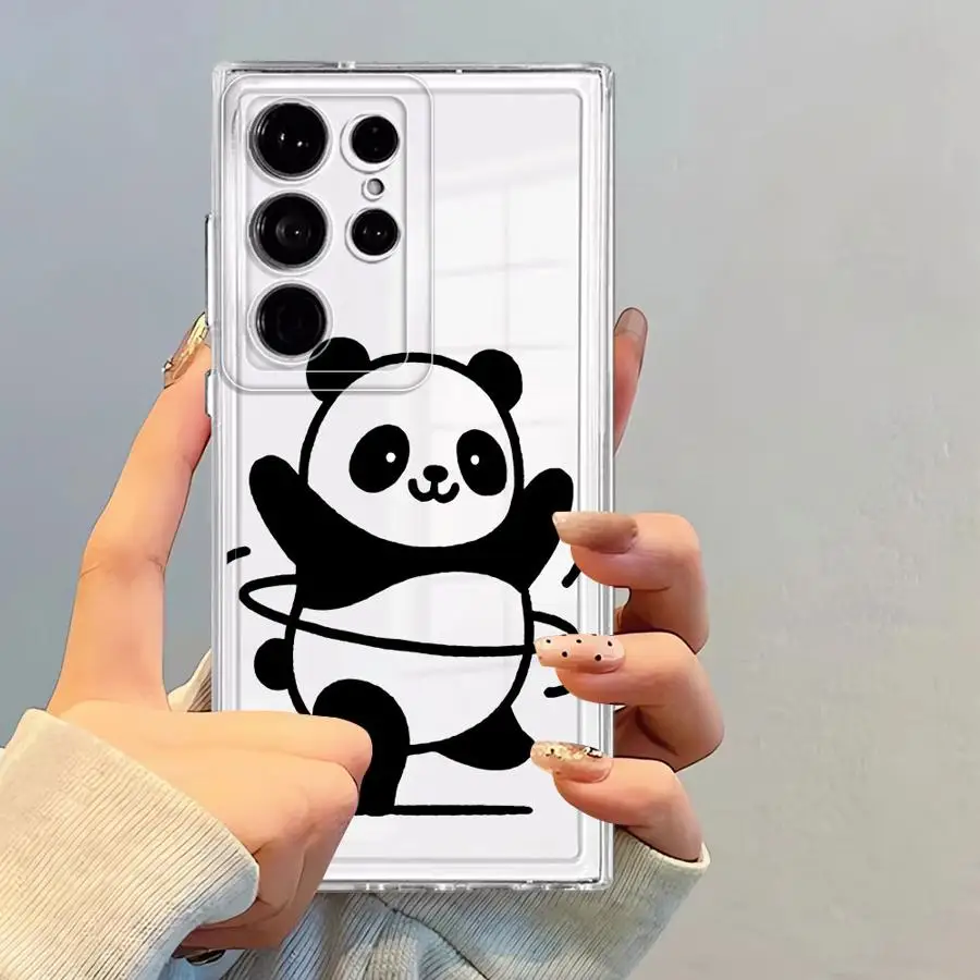 Capa de telefone macia para samsung galaxy s21 s20 plus s23 ultra s24 nota 20 ultra 10 s25 borda s22 fe bonito dos desenhos animados panda