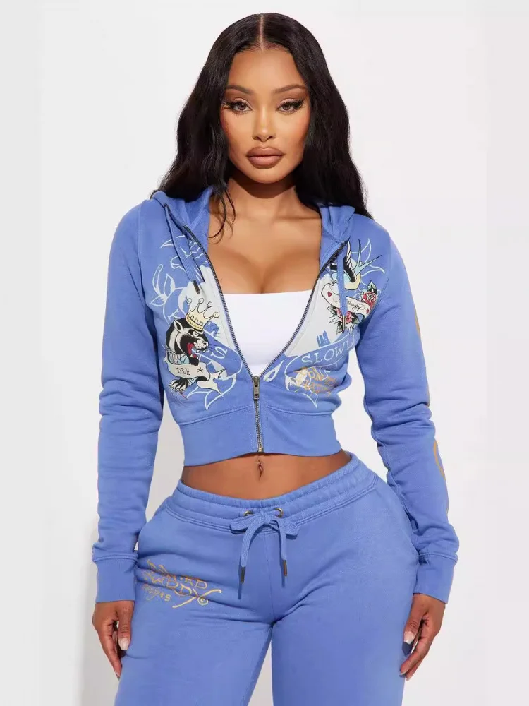 

2024 Autumn Winter New Sle Women's Casual Print Set Long Sve Comfortable Breathable Faionable Ladies' Outfit
