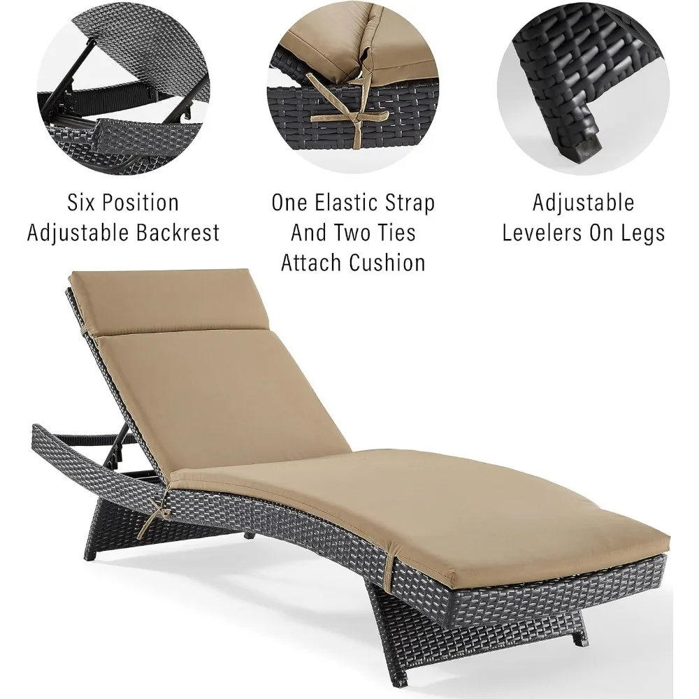 Outdoor Chaise Lounge Chair, Outdoor Wicker Chaises Lounges with Mocha Cushions, Lounge Chair