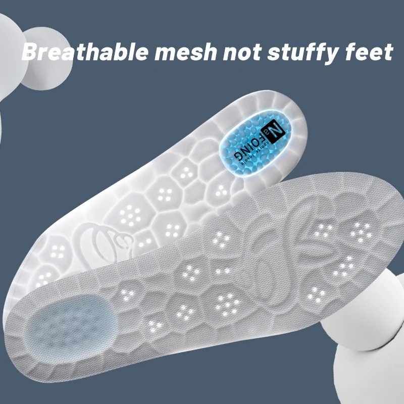 4D Latex Sport Insoles Super Soft High Elasticity Shoe Pads, Deodorant Cushion Running Insoles Foot Insole