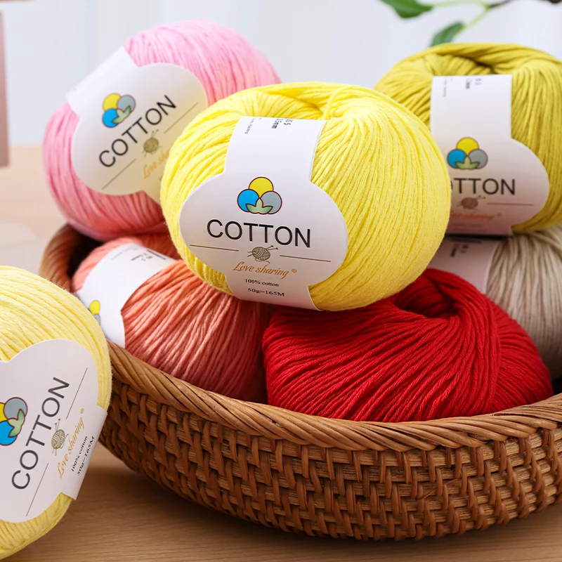 Fil de coton pur 100%, 3 écheveaux * 50G (total de 150 grammes), paquet de fil de coton pur à 3 écharpes, fil respectueux de la peau, respirant, pour tricoter, couvertures au crochet, gilets à