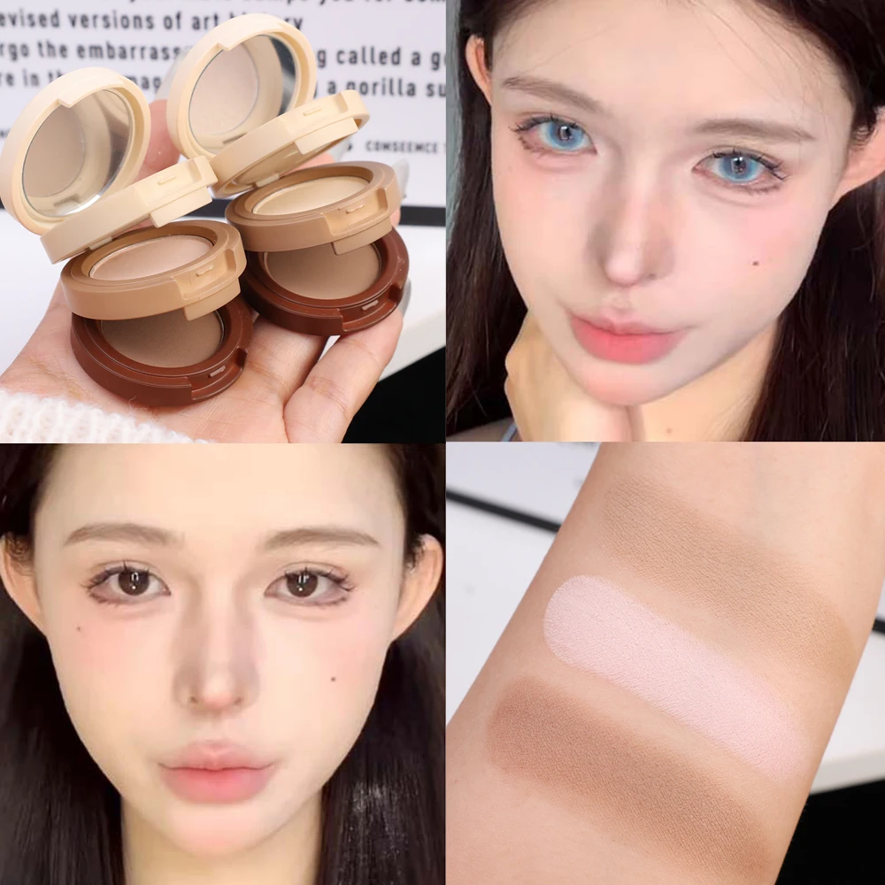 Tri-color Contour Highlighter Palette Matte Pearlescent Brighten Contour Shimmer Powder Cosmetics Waterproof Shadow Nose Makeup