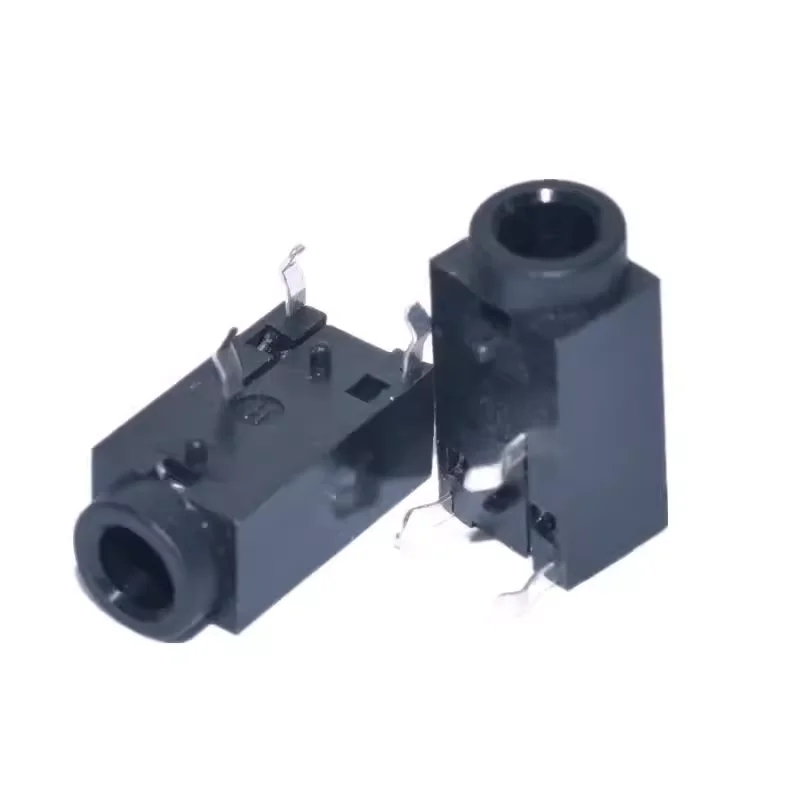 3-pin pin with positioning post with 3.5MM socket female base PJ-312 Black earphone power socket