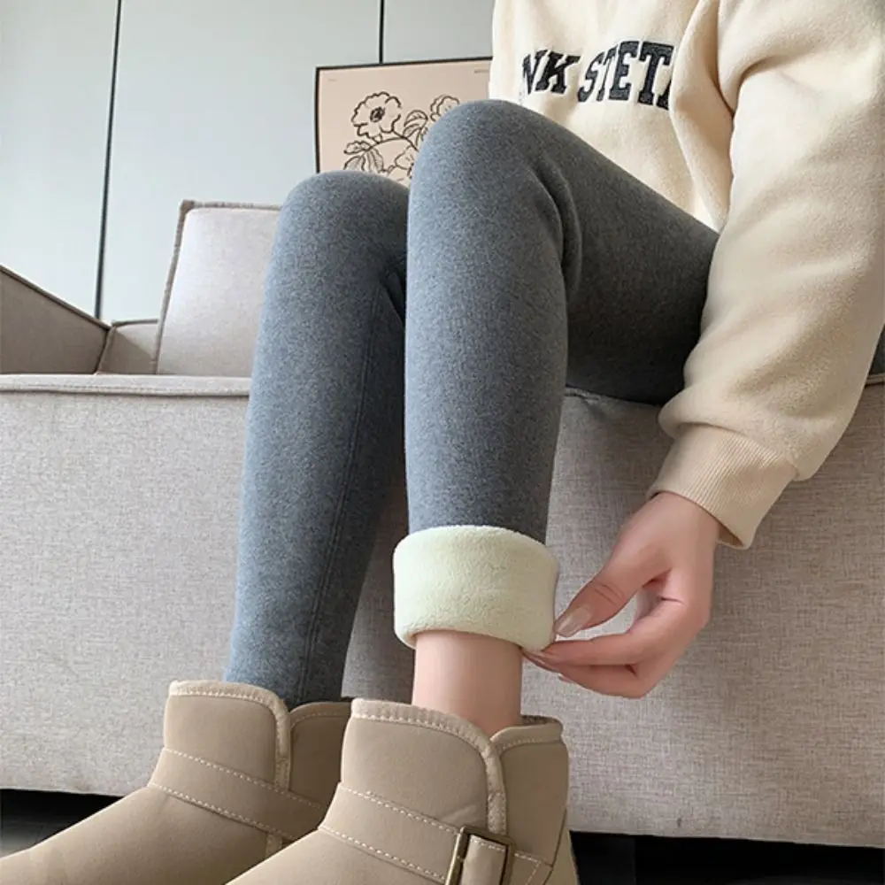 Leggings de mujer a rayas a la moda, pantalones largos gruesos de otoño e invierno, pantalones de lana cálidos ajustados