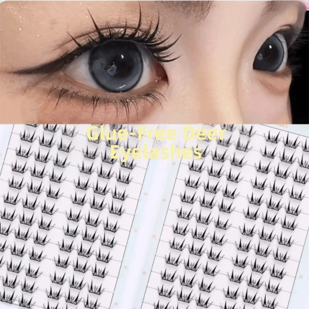 

Black Self Adhesive False Eyelashes Gentle Easy To Wear DIY Lashes Extension 7-12MM Glue Free Deer Style Fake Eyelashes Party