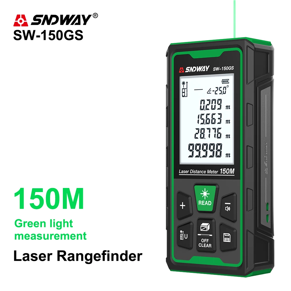 SNDWAY Handheld Laser Rangefinder Sight Measure Tools Laser Distance Meter with LCD Backlight 80m 120m 150m Laser Distance Meter